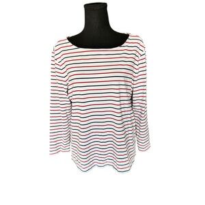 UNTUCKit Women’s Nautical Stripe Long Sleeve Top XL Coastal Classic Stretch G12